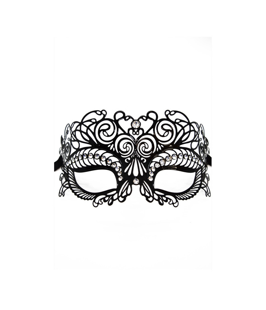 Masque vénitien Giulia rigide noir avec strass