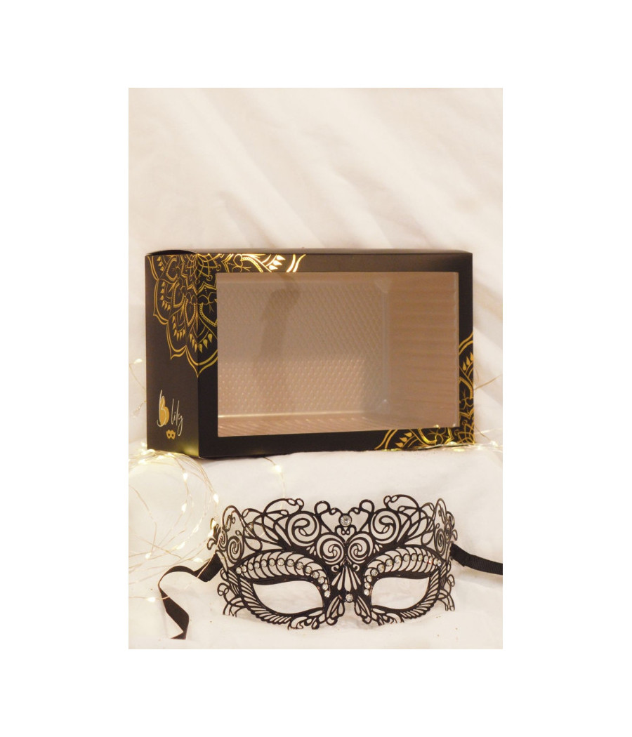Masque vénitien Giulia rigide noir avec strass