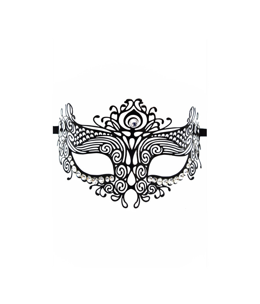 Masque vénitien Ornella rigide noir avec strass