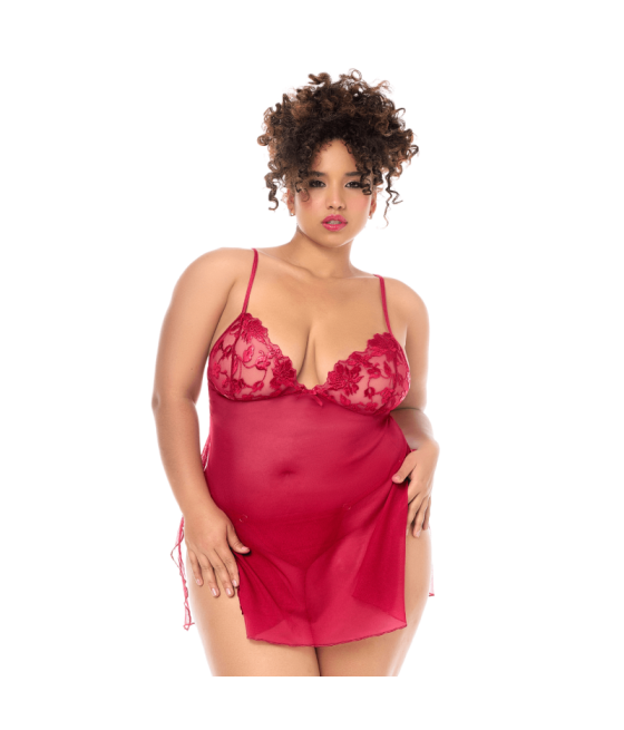 Babydoll grande taille Mapalé brodée avec string 