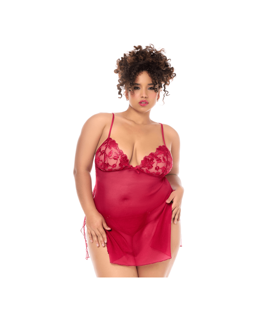 Babydoll grande taille Mapalé brodée avec string 