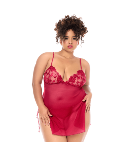 Babydoll grande taille Mapalé brodée avec string 
