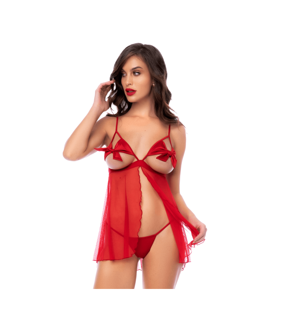 Babydoll sexy à bonnets ouverts avec string Mapalé 