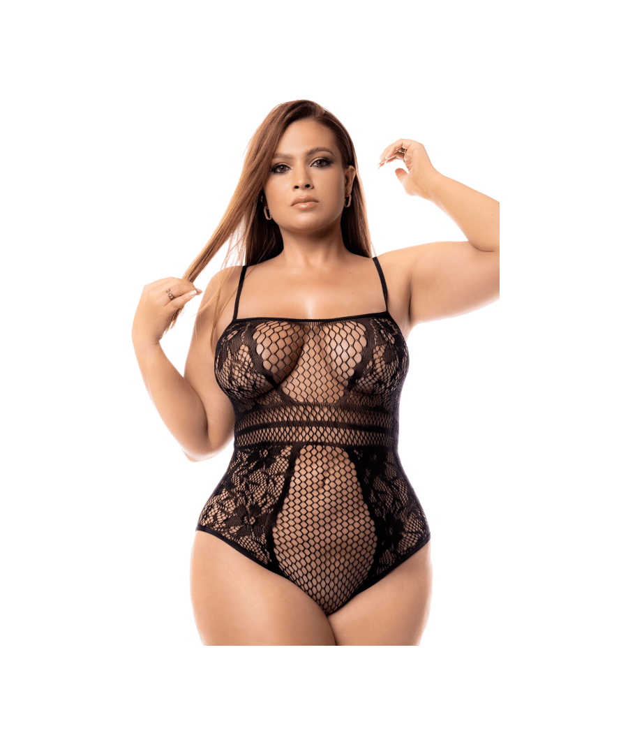 Body grande taille résille noire 