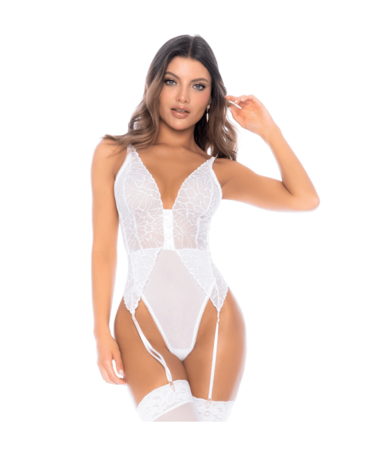 Body blanc avec jarretelles intégrées 