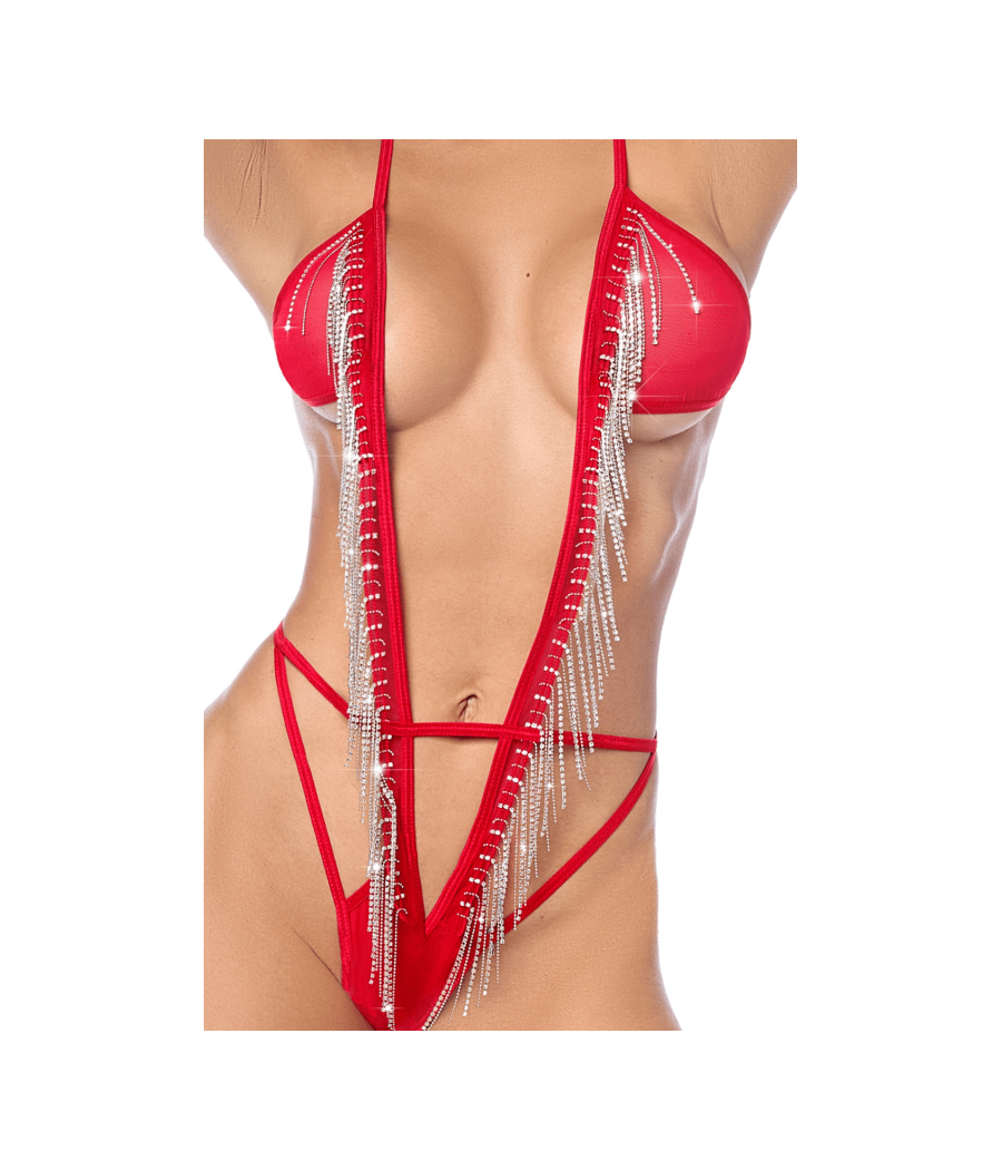 Body plongeant à franges strass 