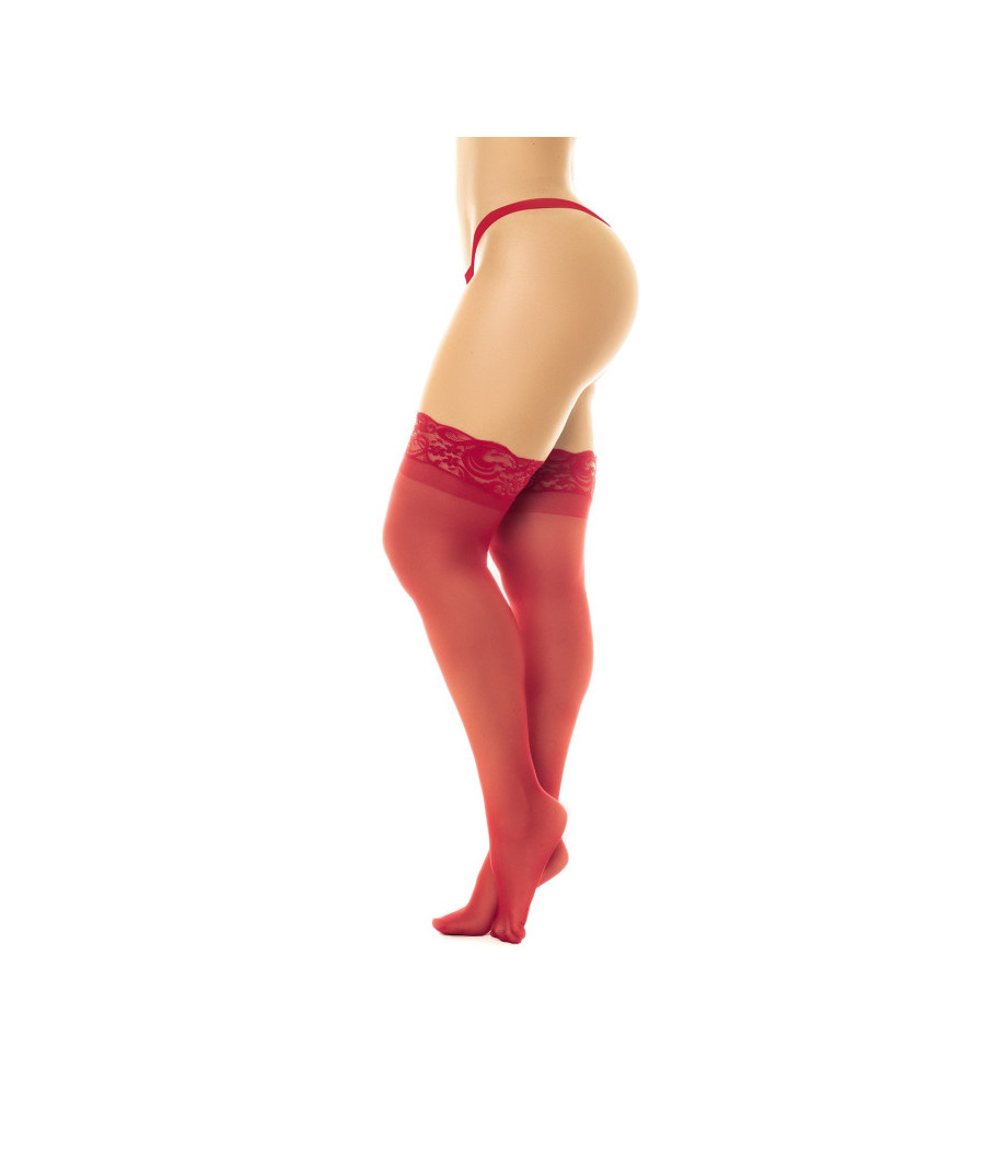 Bas en nylon sexy rouge autofixant  