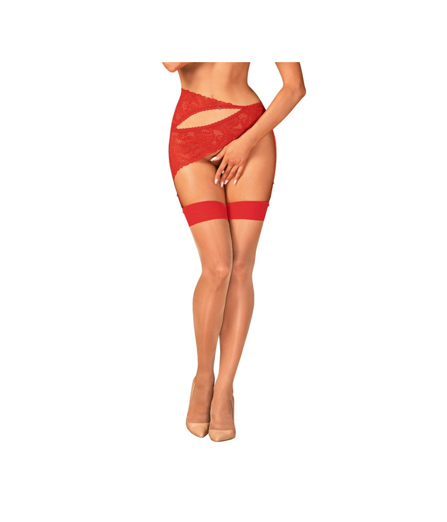 S814 Bas jarretelles rouge