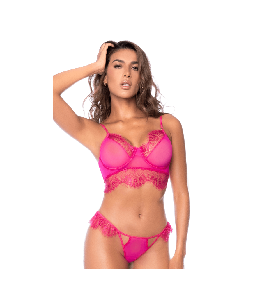 Ensemble 2 pièces en dentelle à cils rose 