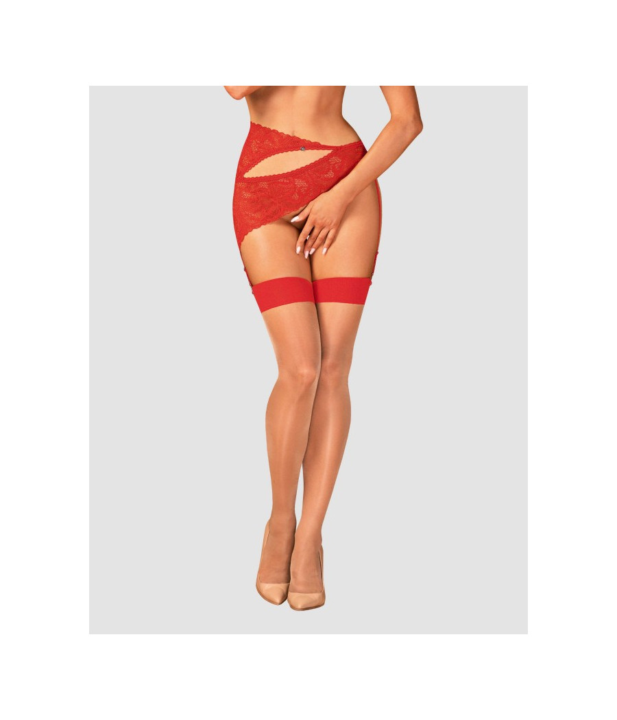 S814 Bas jarretelles rouge