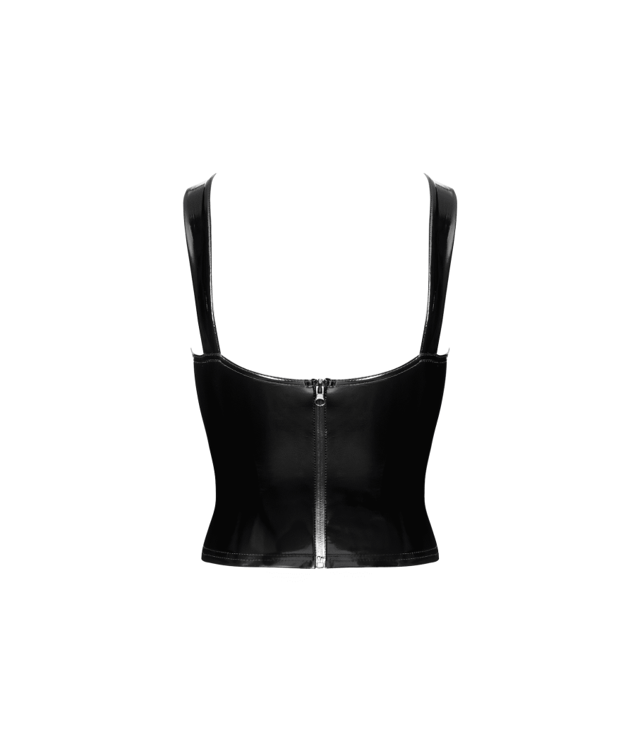 F379 Dominae Corset Top en PVC lacé sur l'avant