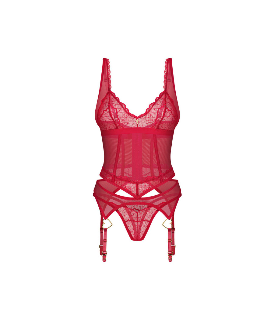 Cupide Desir corset et string - Rouge