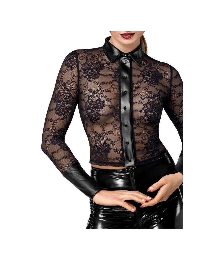 F377 Noirelle Chemise en dentelle boutonnée