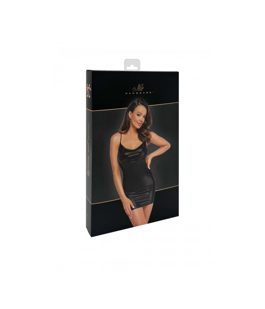 F307 Mirage Mini robe wetlook avec bijou chaîne en strass