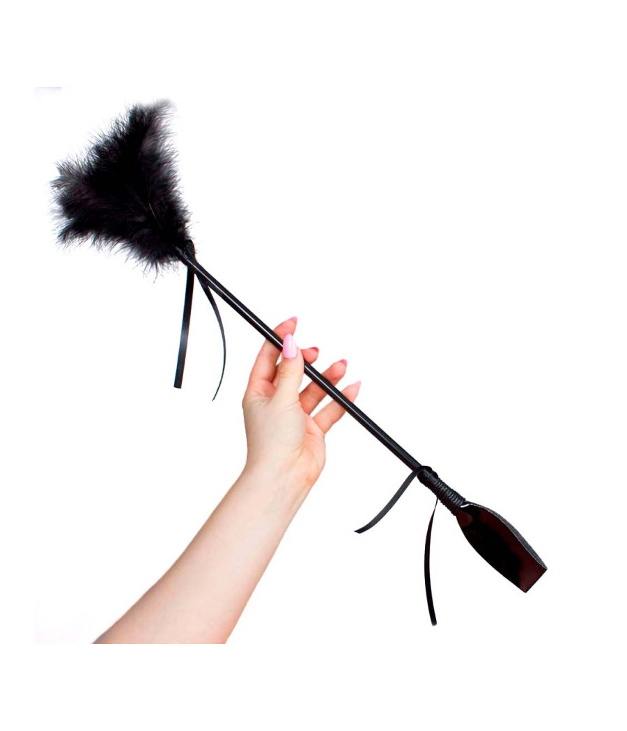 Cravache avec plumeau secret play - Noir