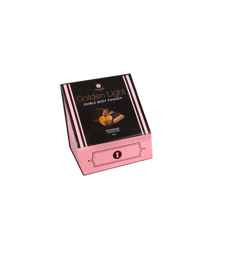 Poudre comestible chocolat aphrodisiaque et plumeau - Secret play