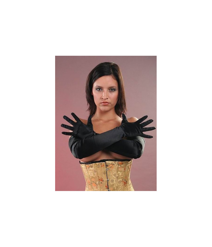 Gants longs Sexy satiné brillant noir 