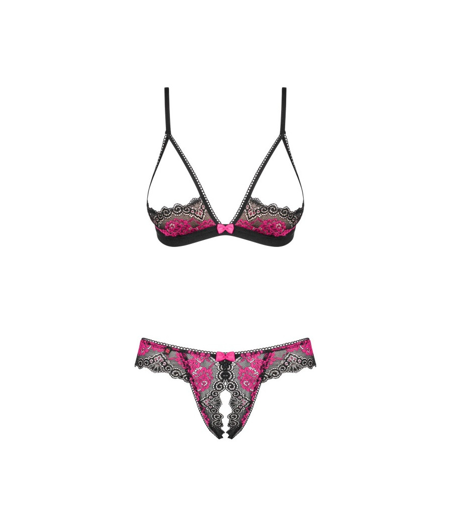 Tulia Ensemble ouvert 2 pcs - Noir et Fuchsia