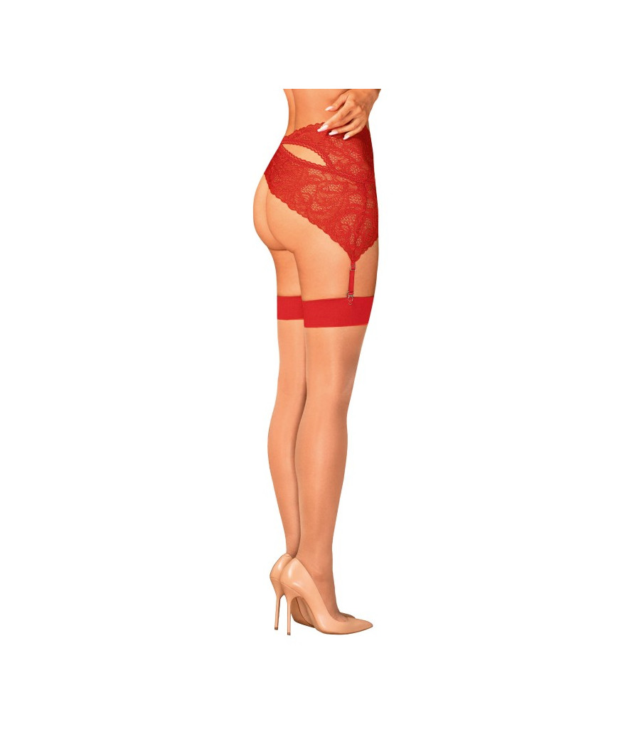 S814 Bas jarretelles rouge