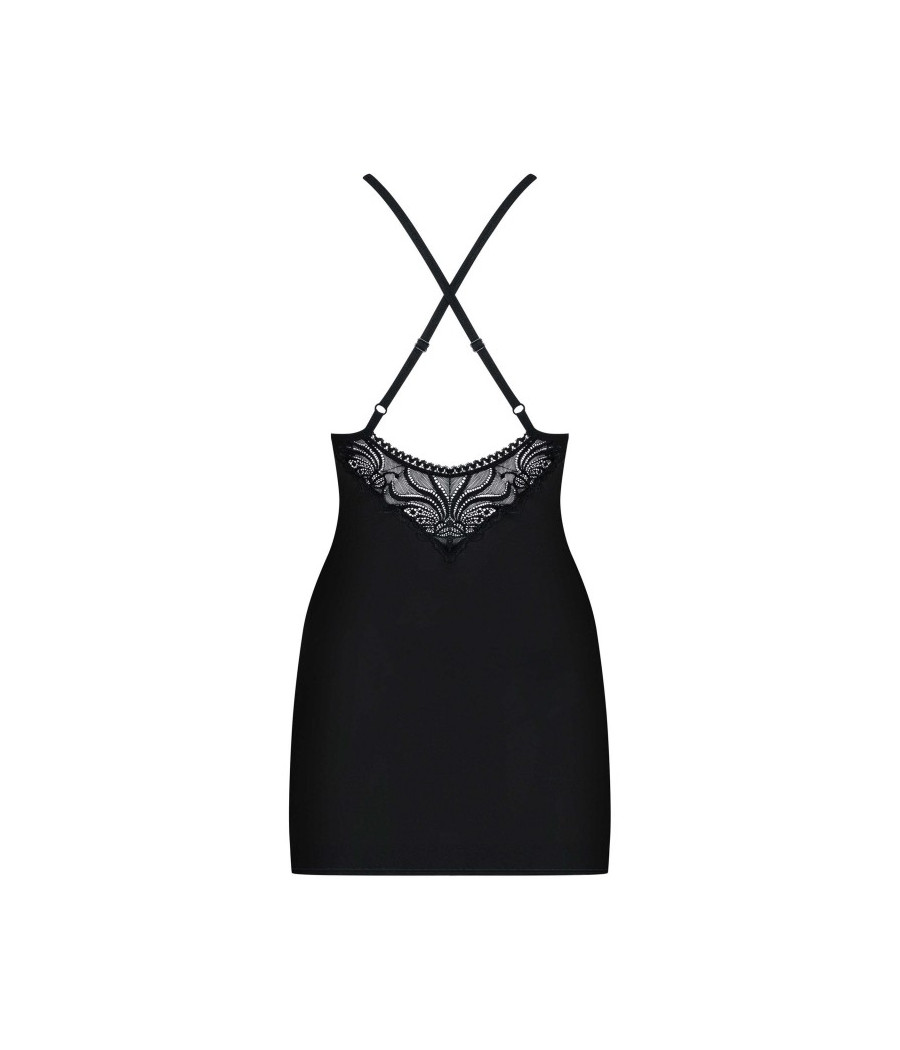 828-CHE-1 Nuisette et String - Noir