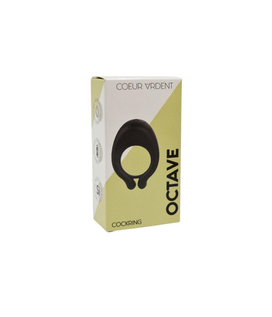 OCTAVE, Cockring Noir dans un silicone médical doux avec 1 mode de vibration 