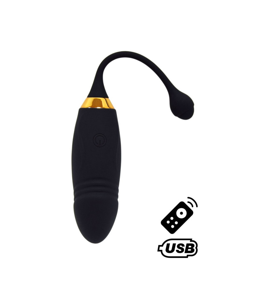 HAPPY, Un Œuf vibrant long USB avec télécommande, dans un silicone médical doux et lisse