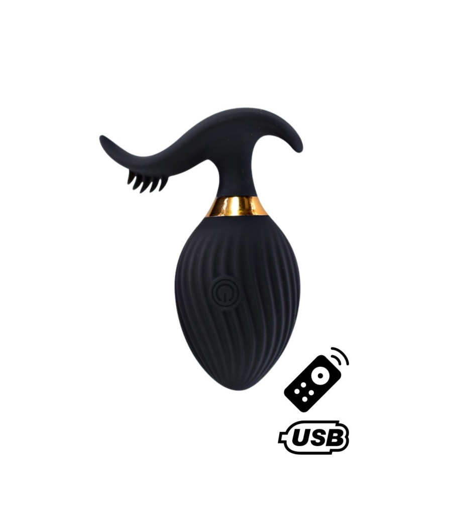 WAVE , Un Œuf vibrant noir USB avec stimulation clitoridienne, doté d'une télécommande 