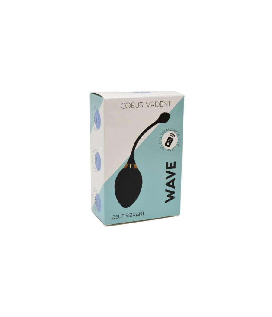 WAVE, Un Œuf vibrant noir USB avec télécommande, dans un silicone médical doux et lisse