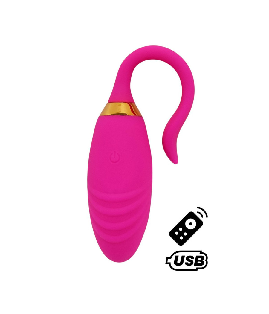 PLEASURE, Un Œuf vibrant USB avec télécommande, dans un silicone médical doux et rainuré 
