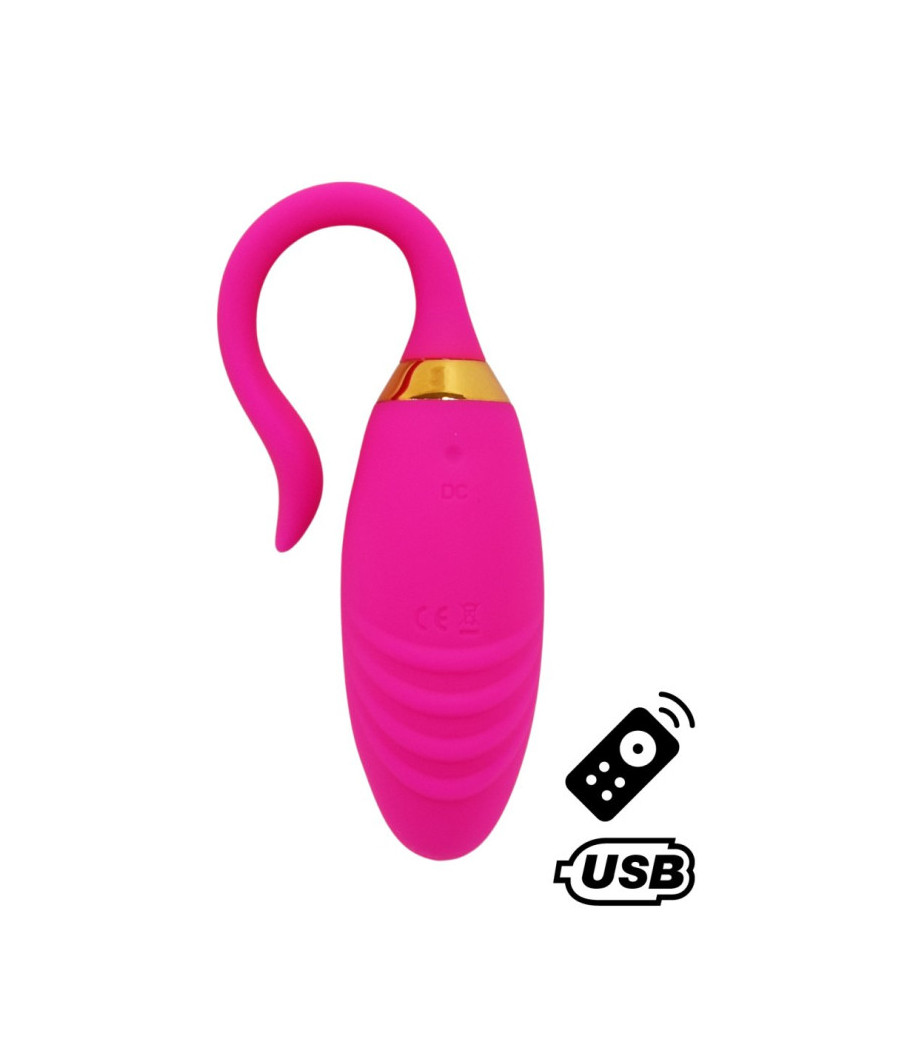 PLEASURE, Un Œuf vibrant USB avec télécommande, dans un silicone médical doux et rainuré 