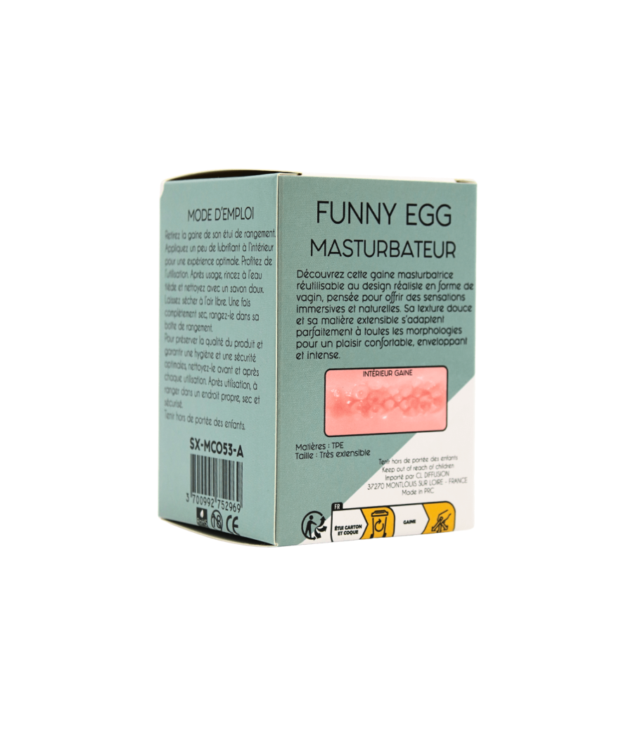 Gaine Masturbatrice Réutilisable FUNNY EGG – Design Réaliste Vagin lèvres charnus