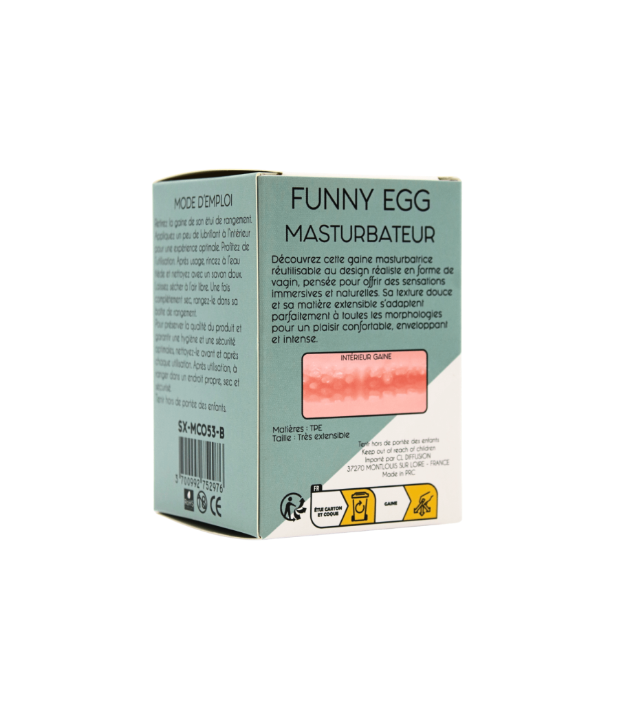 Gaine Masturbatrice Réutilisable FUNNY EGG – Design Réaliste Vagin lèvres épaisses
