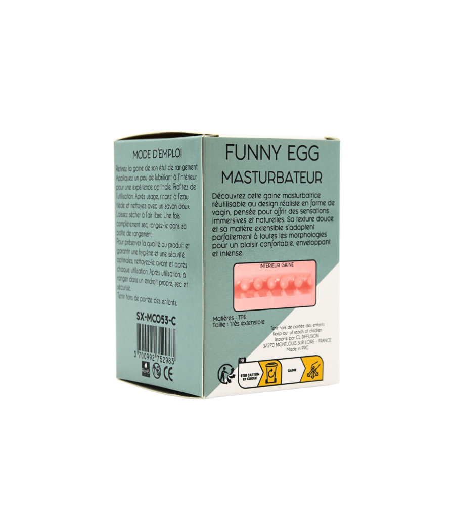 Gaine Masturbatrice Réutilisable FUNNY EGG – Design Réaliste Vagin lèvres fines