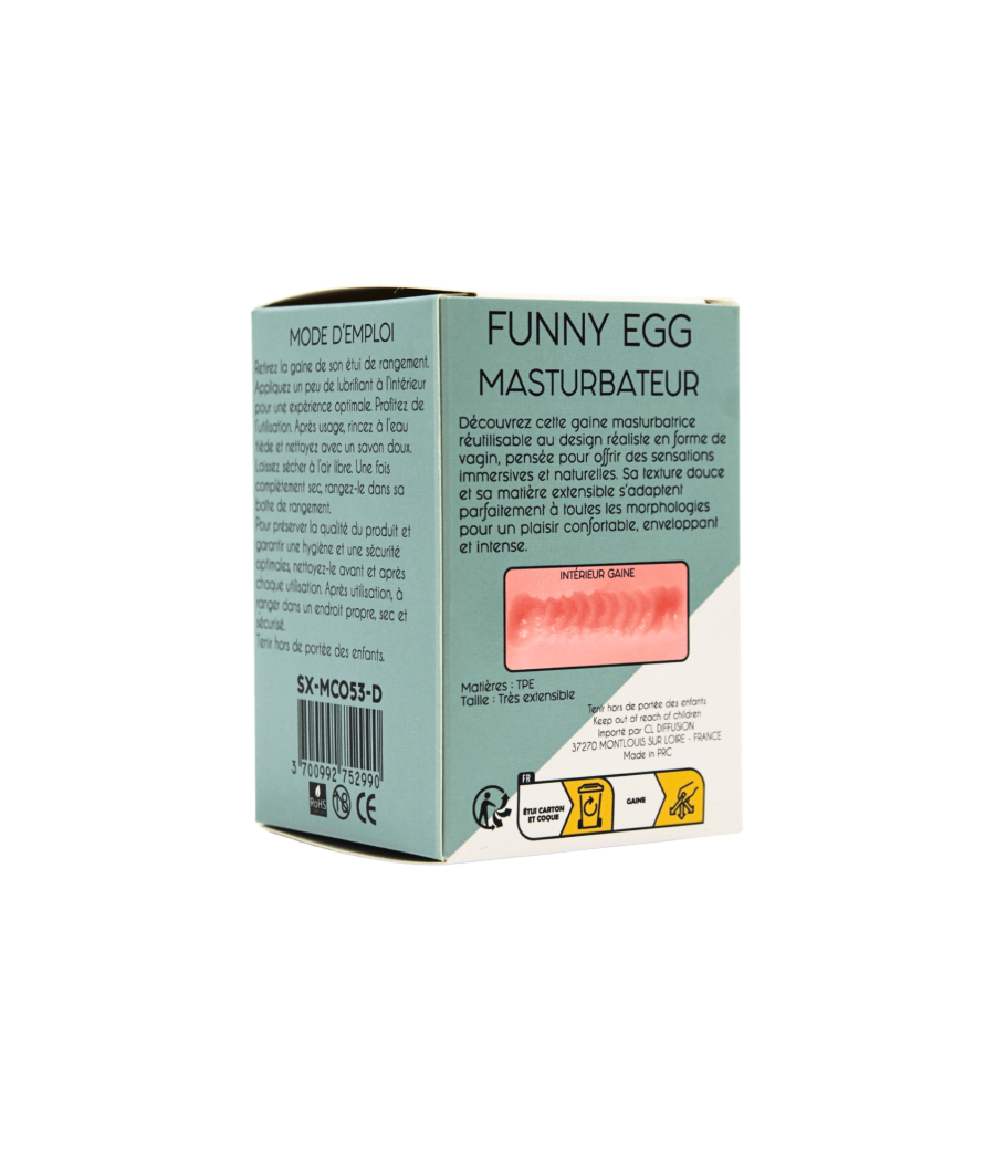 Gaine Masturbatrice Réutilisable FUNNY EGG – Design Réaliste Vagin lèvres moyennes