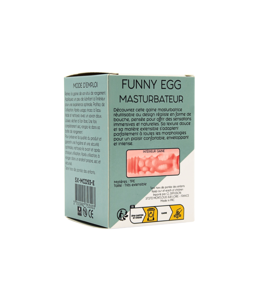 Gaine Masturbatrice Réutilisable FUNNY EGG – Design Réaliste Bouche
