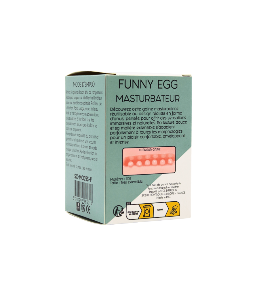 Gaine Masturbatrice Réutilisable FUNNY EGG – Design Réaliste Anus
