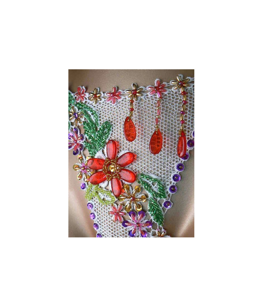 String double brides dentelle décoré de paillette et perle 