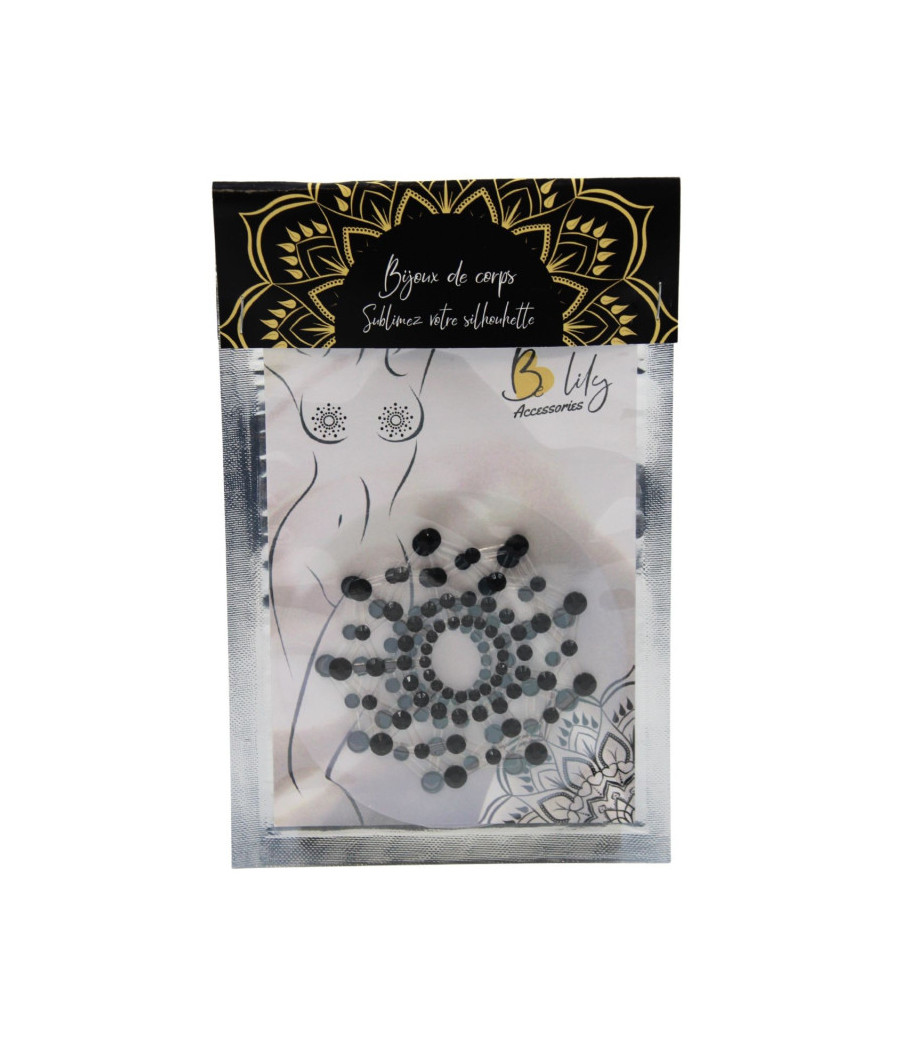 Paire de cache tétons adhésifs strass noir 