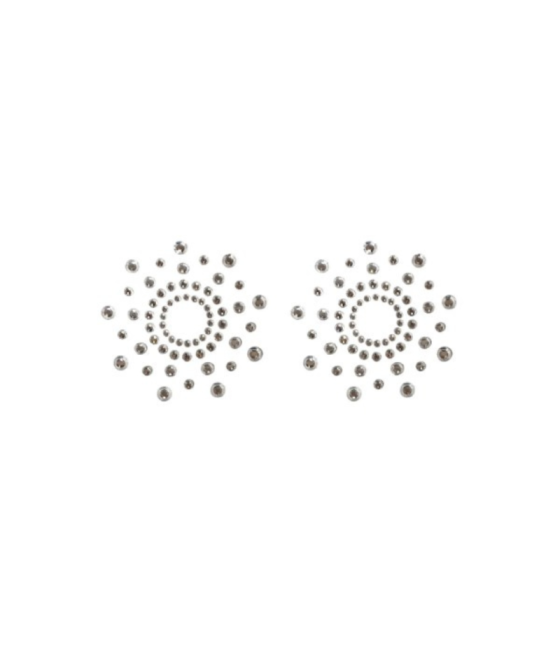 Paire de cache tétons adhésifs strass blanc 