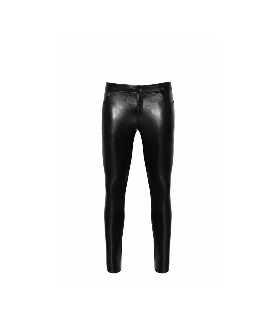 H067 Pantalon long en wetlook serpent avec poches arrière