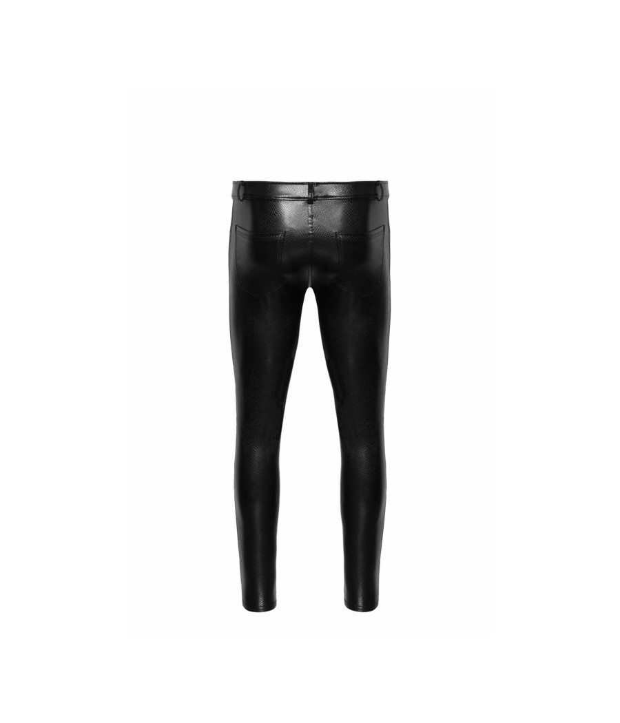 H067 Pantalon long en wetlook serpent avec poches arrière