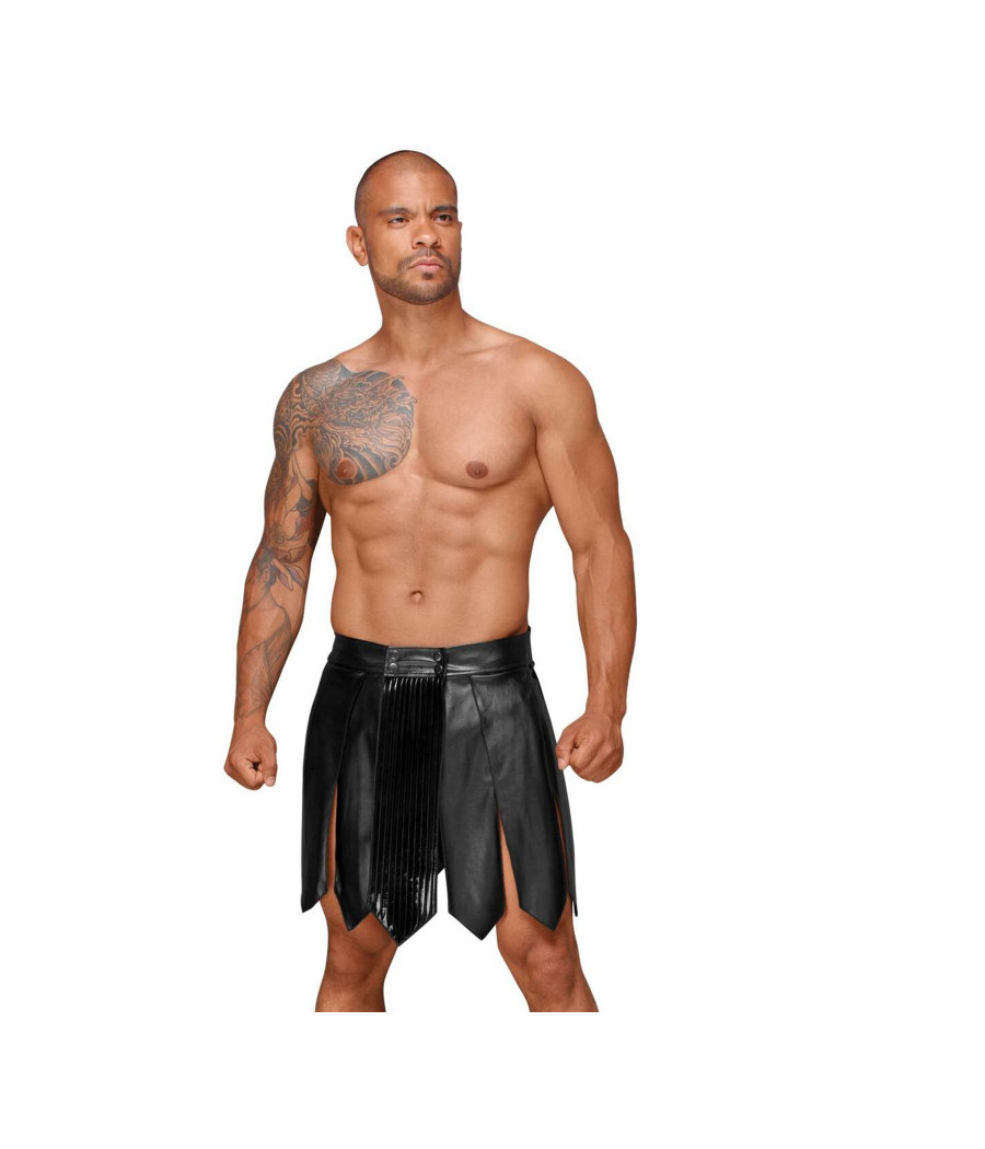 H053 Jupe gladiateur pour homme en cuir écologique avec plis en PVC