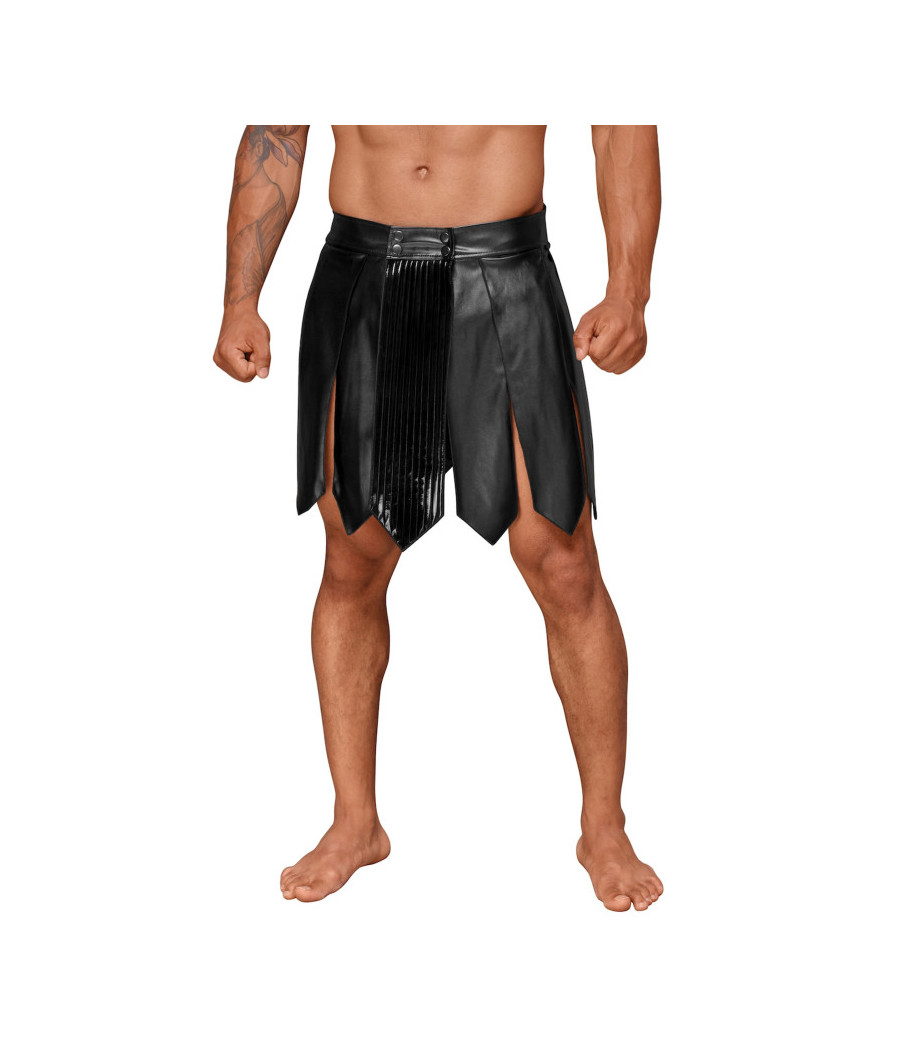 H053 Jupe gladiateur pour homme en cuir écologique avec plis en PVC
