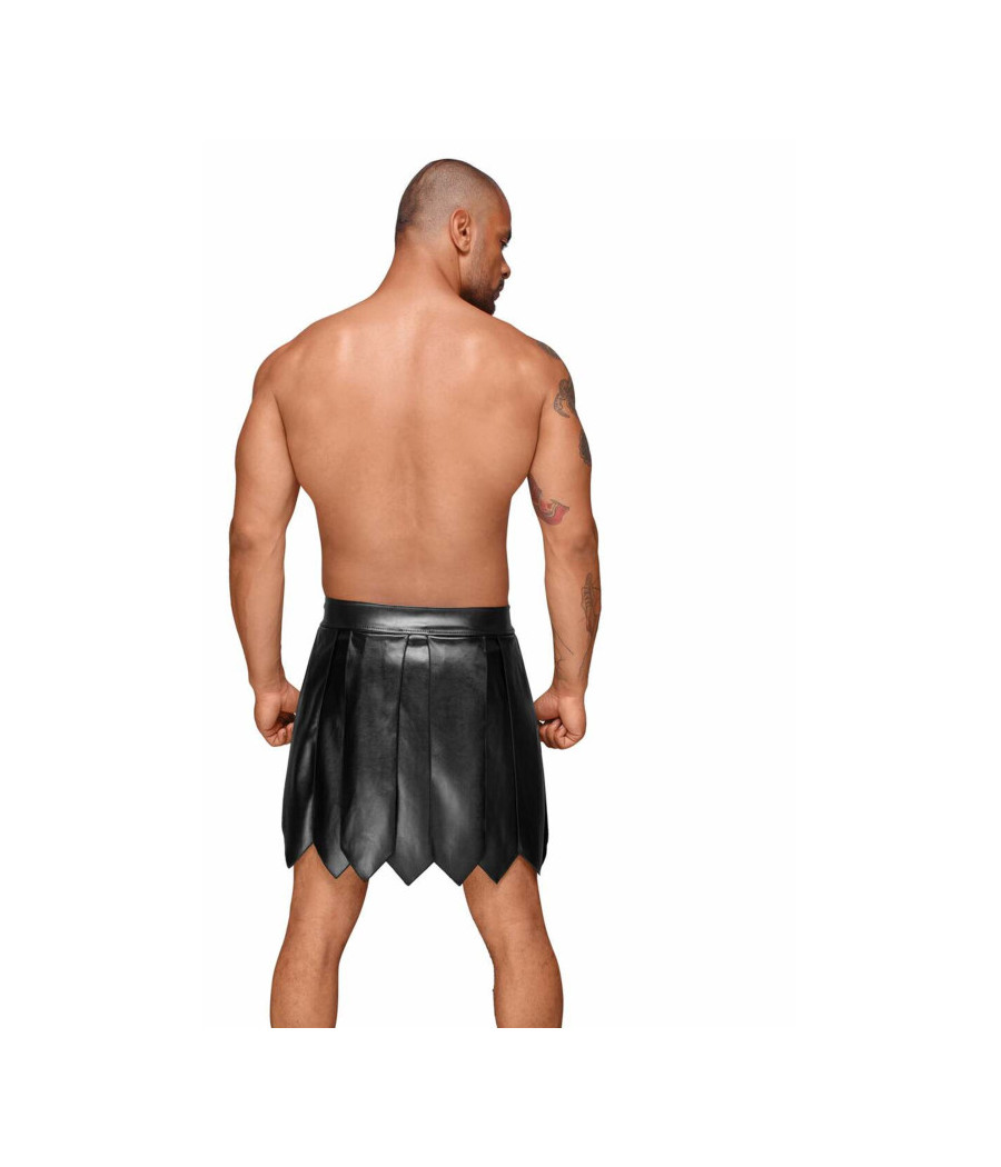 H053 Jupe gladiateur pour homme en cuir écologique avec plis en PVC