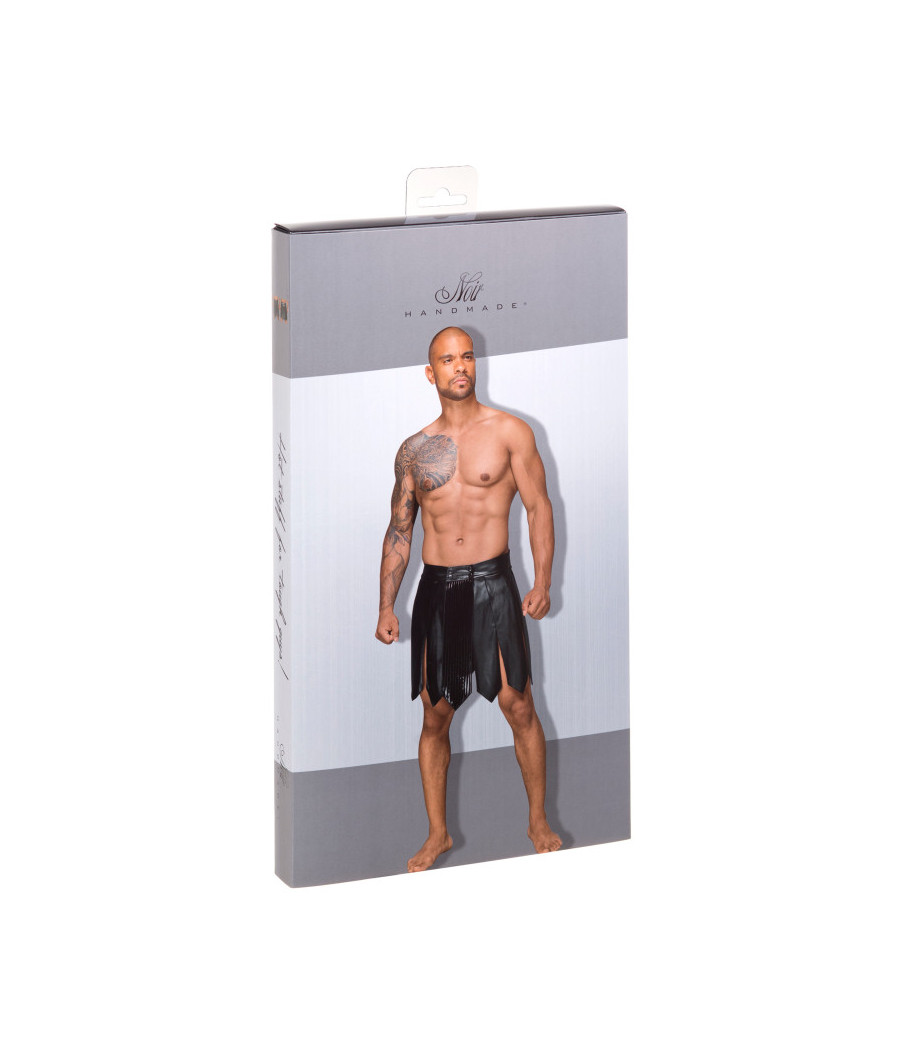 H053 Jupe gladiateur pour homme en cuir écologique avec plis en PVC