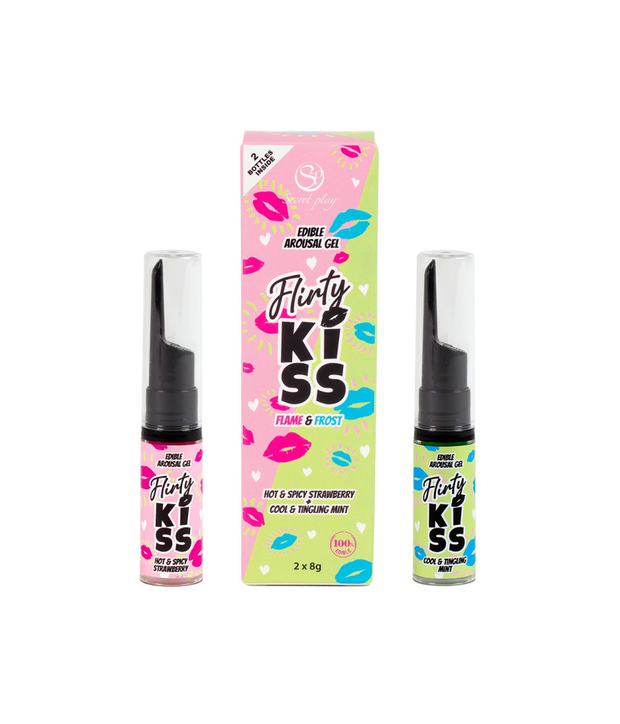 Flirty Kiss - Gels pour sex oral fraise et menthe