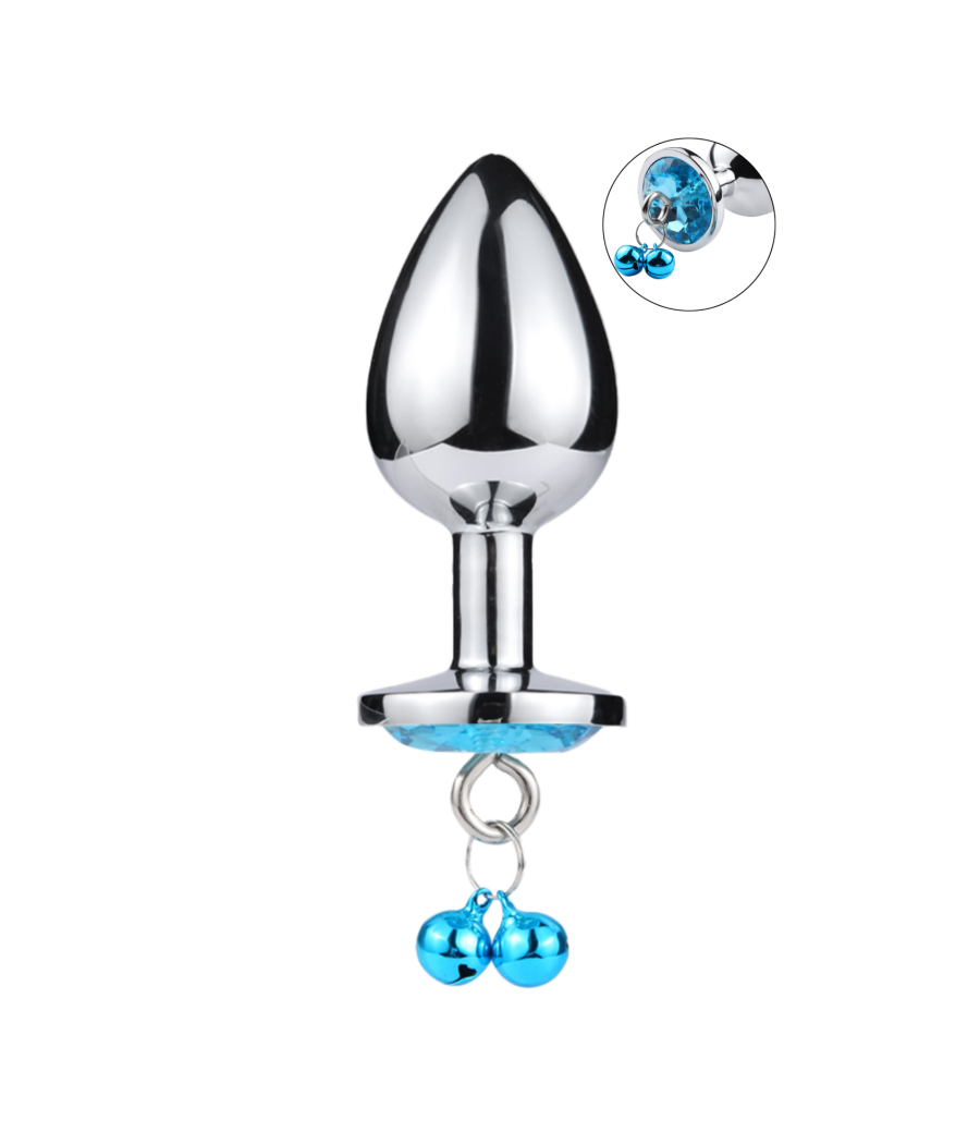 Plug bijou aluminium bleu avec clochettes Taille M JINGLE 