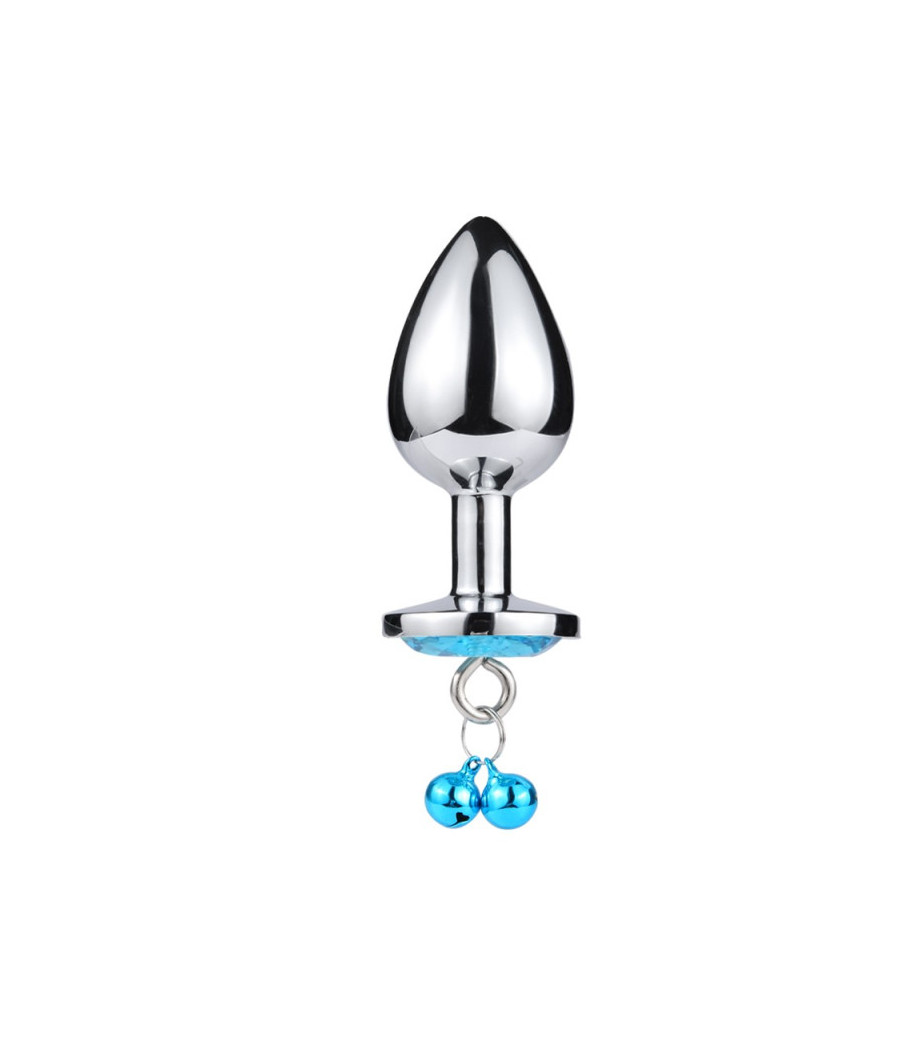 Plug bijou aluminium bleu avec clochettes Taille M JINGLE 