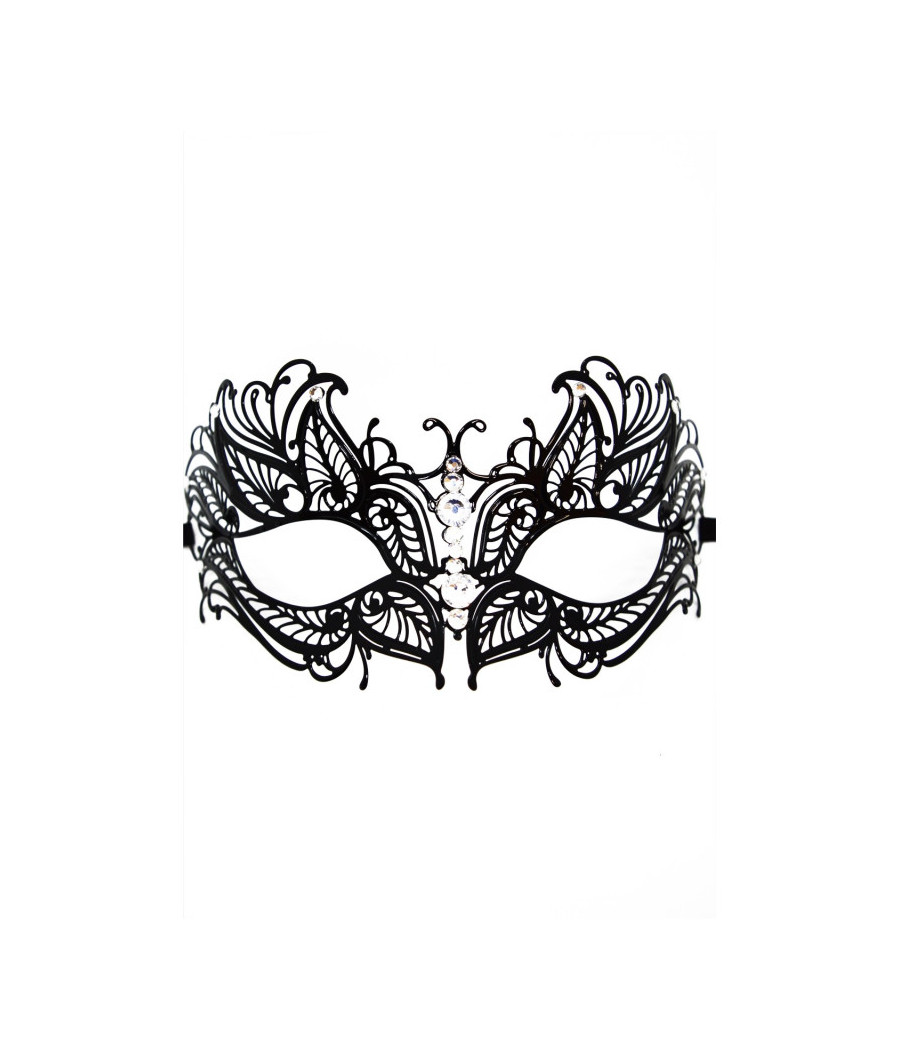 Masque vénitien Greta rigide noir avec strass