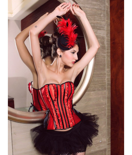 Corset bustier Satiné et froufrou satiné sur l'avant